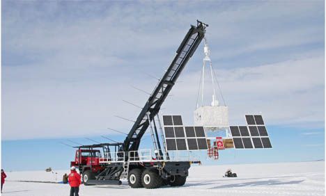 The CREAM instrument just prior to launch from Williams Field, McMurdo Station, Antarctica.