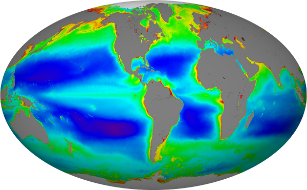 SeaWiFS global chlorophyll concentration 1997-2010