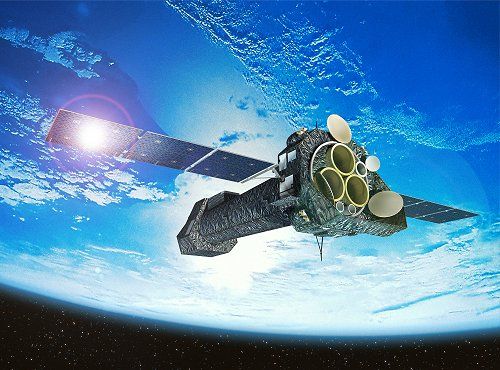 Artists conception of XMM-Newton satellite in space