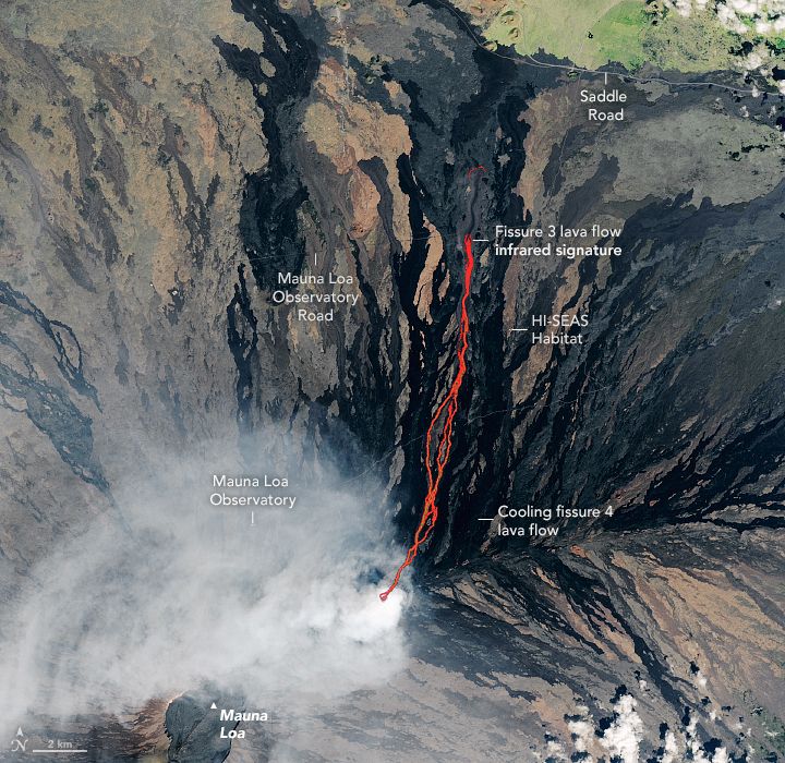 Landsat 9 satellite image of erupting Mauna Loa volcano
