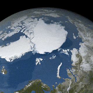 Animation depicting Arctic sea ice level changes