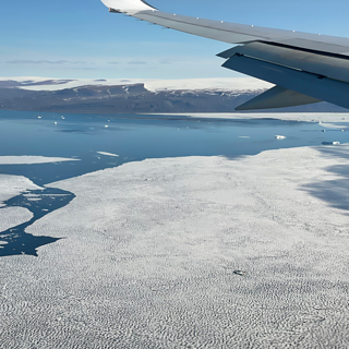 Image of Arctic sea ice floating in Wolstenholme Fjord in northwestern Greenland in July 2022