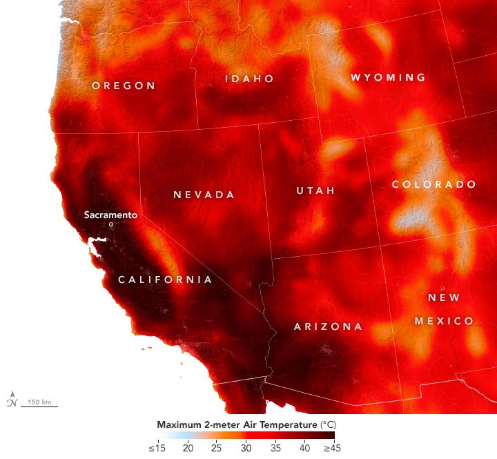 Map of air temperatures across the western U.S. on September 6, 2022