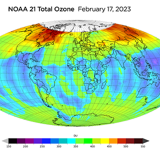 Global map of Total Ozone as measured by NOAA 21 satellite