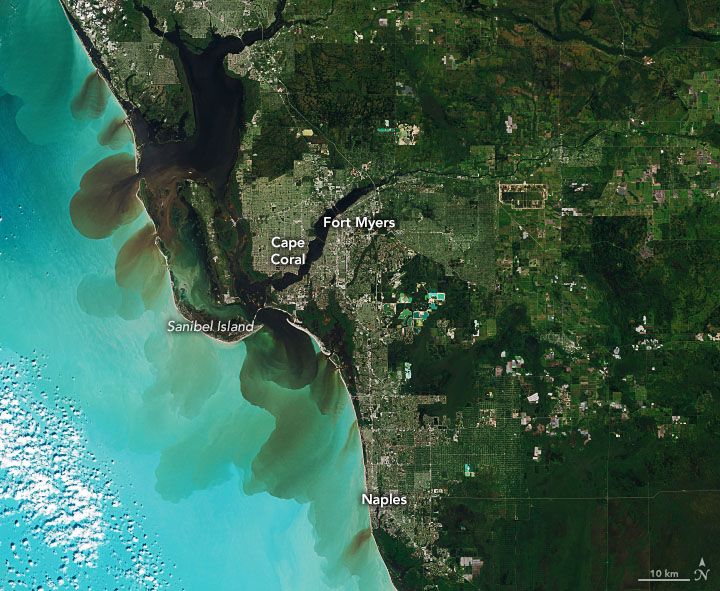 Sentinel-2 satellite image of the coastline near Fort Myers, FL, on September 30, 2022