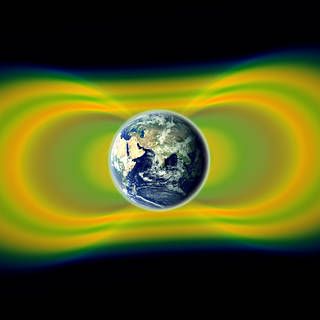 Artist's conception of earth in a magnetospheric blob