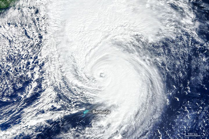 Natural-color Terra satellite image of Hurricane Fiona