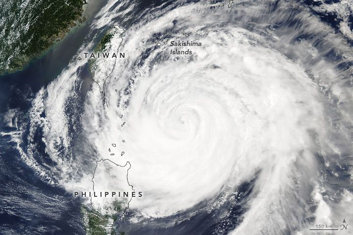 Natural-color Aqua satellite image of Typhoon Mawar 