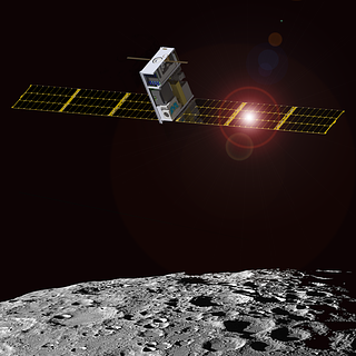 Illustration of Lunar IceCube in orbit around the Moon