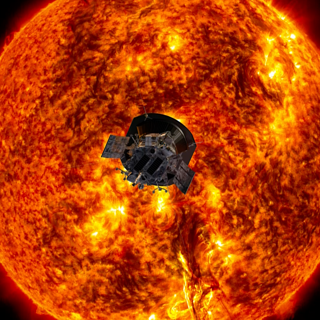 Image of Parker Solar Probe in front of the sun