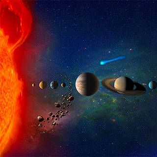 Artist's concept of planets lined up next to the sun