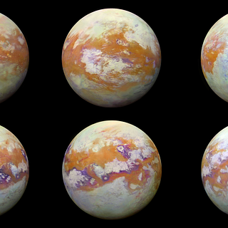 Infrared images of Saturn's moon Titan; some of the clearest global views of the icy moon's surface. 
